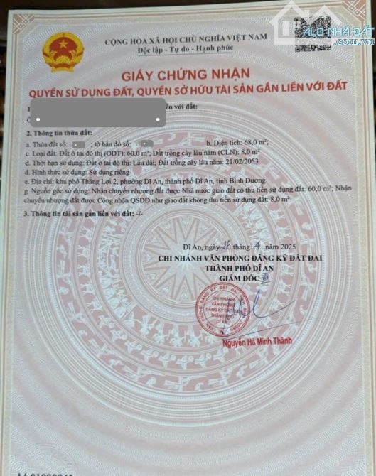 Bán đất 4.1x16.5m, mặt tiền Nguyễn Hiền p. Dĩ An gần chợ Xóm Vắng - 2
