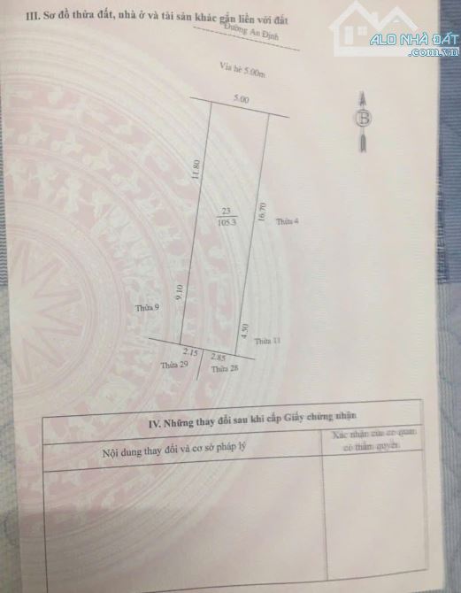 Bán 2 lô đất mặt đường An Định, ph Quang Trung, TP Hải Dương, 212m2, mt 10m, KD tốt