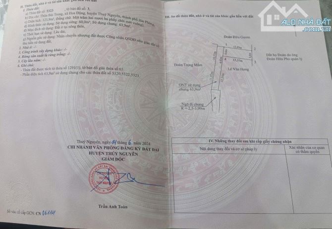💥💥 Bái Trong - Hoa Động 1 lô duy nhất 60m² chủ đang cần bán 1 tỷ 4xx : 👉 Diện tích 60m - 1