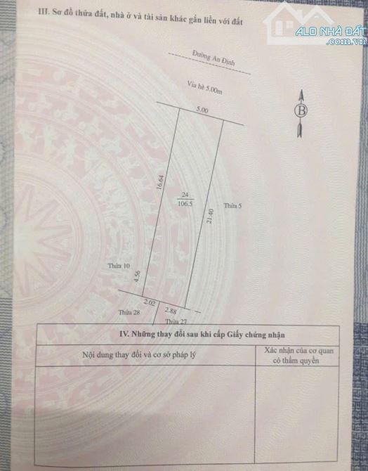 Bán 2 lô đất mặt đường An Định, ph Quang Trung, TP Hải Dương, 212m2, mt 10m, KD tốt - 1