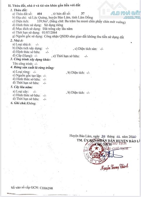 Chính chủ gửi bán lô đất thôn 4 Lộc Quảng - 2