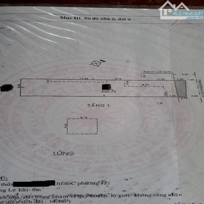MẶT TIỀN LÊ LAI - GẦN TRƯỜNG BÀU CÁT - NGANG KHỦNG 6.5X32 209M2 - TIỆN XÂY CHDV - 19.X TỶ - 3