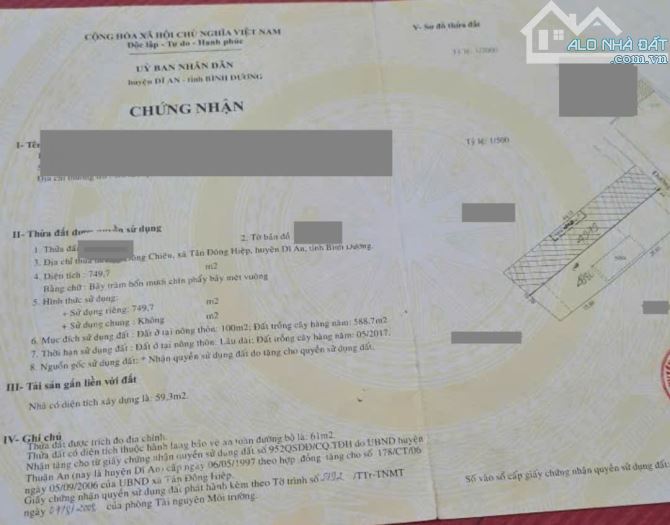 Đất gần chợ Tân Long, phường Tân Đông Hiệp, TP Dĩ An. 8 tỷ - 6