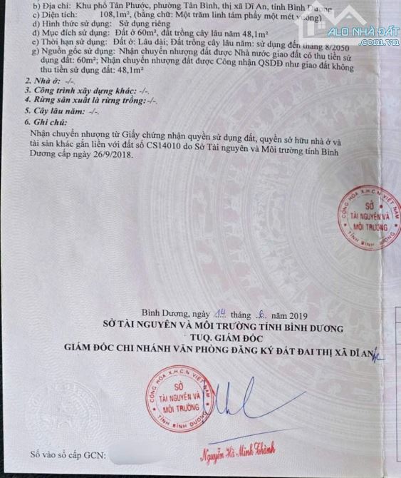Bán đất sổ riêng mặt tiền đường Bùi thị Xuân dĩ an.bd - 1