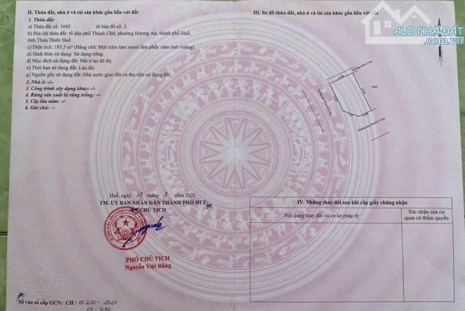 Lô góc KQH Thanh Chữ - Hương An, Tp Huế