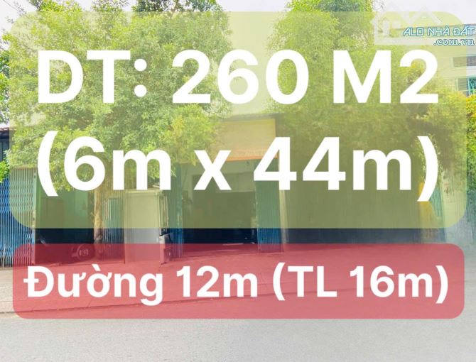 Bán Nhà Mặt Tiền Trung Mỹ Tây Q12 - 260M2 (6 x 44m ) - Cấp 4 - Đường Nhựa 12m - Chỉ 14 Tỷ.