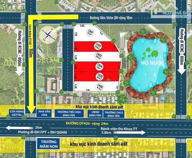 Bán đất Bình Yên, Thạch Thất, Hà Nội 91,7m, MT 6m cách tỉnh lộ 420 150m, ô tô vào đất