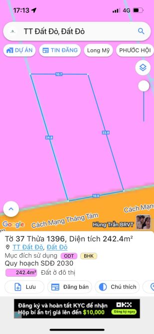 MẶT TIỀN CÁCH MẠNG THÁNG TÁM - THỊ TRẤN ĐẤT ĐỎ -ĐẤT ĐỎ - BRVT 🌈Diện tích 232m2 ngang 11m - 5
