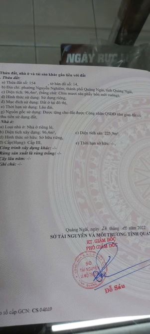 Bán nhà mặt tiền Quang Trung TP Quảng Ngãi