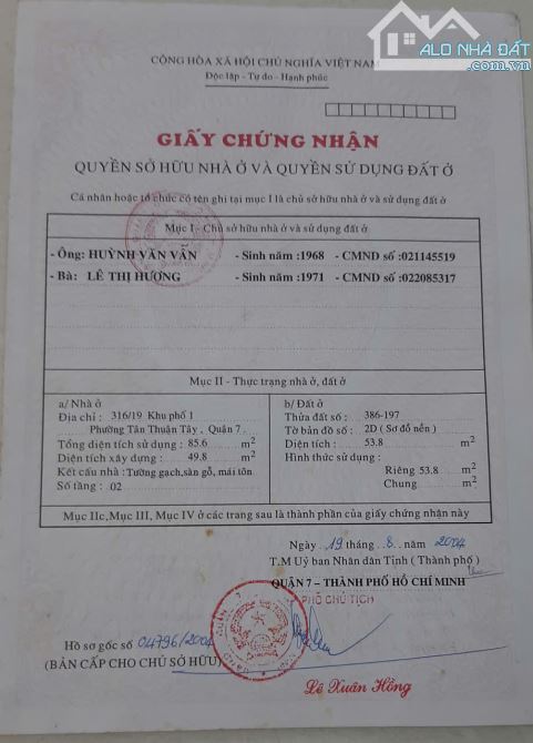Nhà 4,6x11m nở hậu 5m, Hẻm 316 Huỳnh tấn Phát Quận 7, Giá 4 tỷ