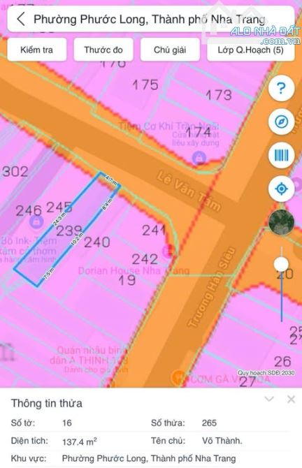 🌸🏷️ CẦN BÁN LÔ ĐẤT MẶT TIỀN LÊ VĂN TÁM (ĐOẠN 9M) - 137M² - GIÁ 7,8 TỶ NHA TRANG - 1