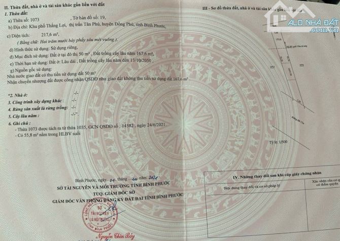 Đất thổ cư khu phố thắng lợi thị trấn tân phú giá 395 triệu - 2