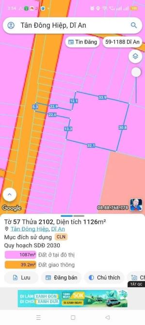 BÁN MT TRẦN THI XANH GẦN TTYT DĨ AN, DT 1125M2 GIÁ 13.5 TI CÓ 160M2 THỔ CƯ - 1