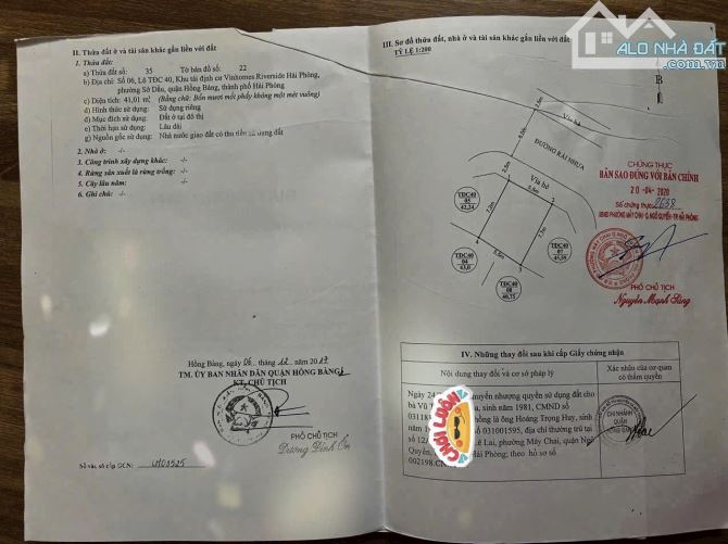 Bán lô đất 41m2  ( tdc chợ hoa quả ) giá rẻ nhất khu - 1
