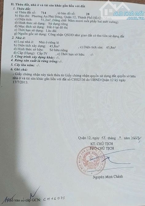 Bán lô đất 51m2 hẻm 43 đường Vườn Lài An Phú Đông Quận 12 giá 3.7 tỷ - 2
