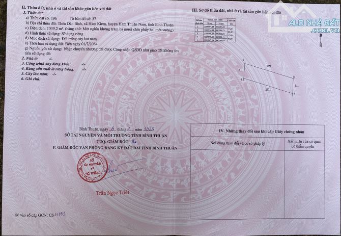 Bán nhanh lô đất 1000m2  km14 Hàm Kiệm - Tiến Thành, giá 295 triệu - 3