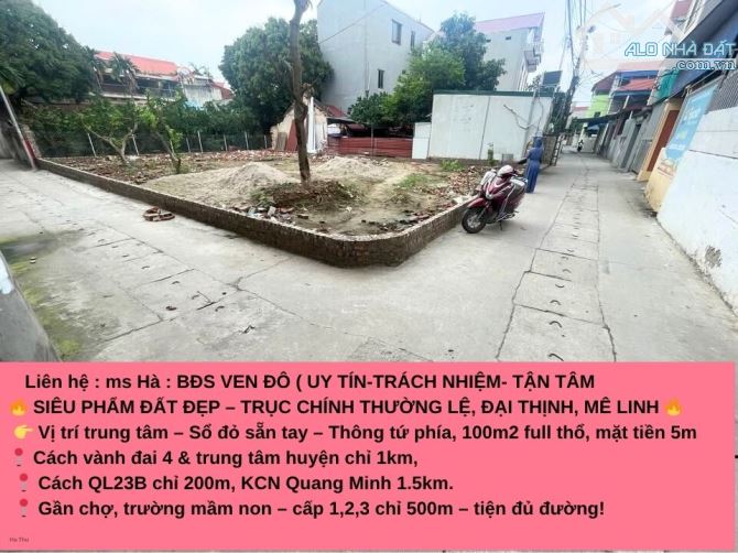 💥 LÔ ĐẤT TRỤC CHÍNH – THƯỜNG LỆ, ĐẠI THỊNH MÊ LINH 💥CAM KẾT BÁN ĐÚNG GIÁ CHỦ THU