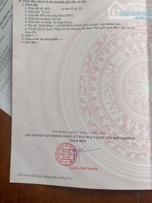 Bán đất mặt tiền đường Đồng Giữa , Diên điền thị trấn Diên khánh , giá chỉ 1 tỷ 5 - 4