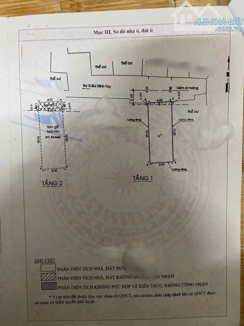 Nhà 2 tầng 4x10m hẻm trước nhà 4m Bùi Đình Túy 4.9 tỷ