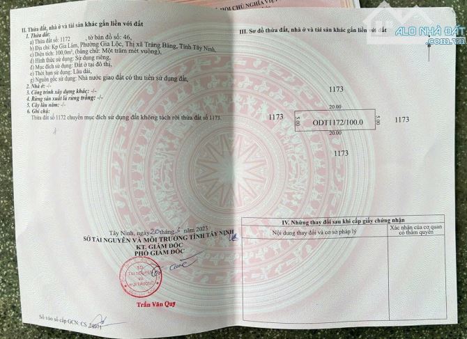 Cần bán lô đất thị xã trảng bàng 638m vuông