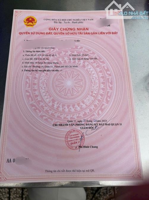 Bán 4 lô đất hẻm 102 đường 100 Bình Thới phường 14 quận 11