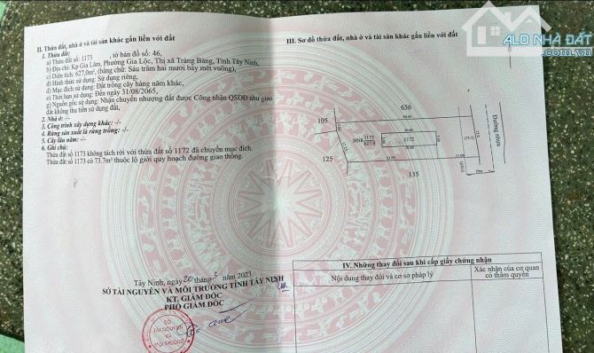 Cần bán lô đất thị xã trảng bàng 638m vuông - 1