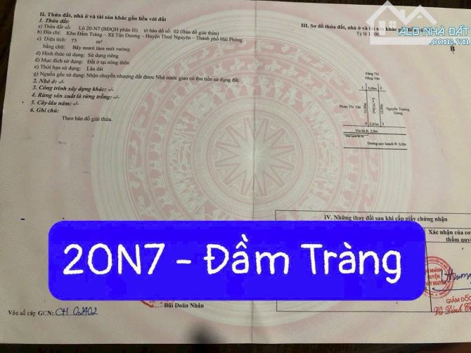 ❎Đầm Tràng - Tân Dương đối diện dự án Doji choà bán 2 lô giá đầu tư   DT : 75m2 - Ngang 5m