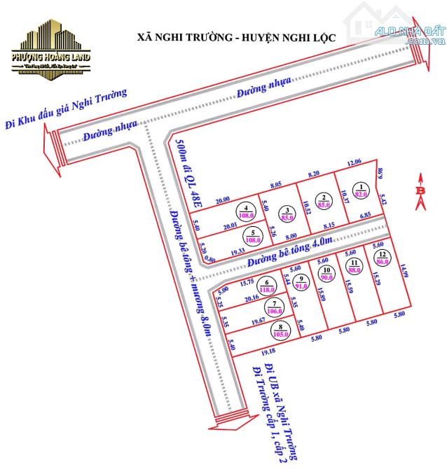 🌟BÁN LÔ ĐẤT ĐẸP XÓM TRƯỜNG SƠN – THỊNH TRƯỜNG – NGHI LỘC 106m2 Tây Nam đường 8m