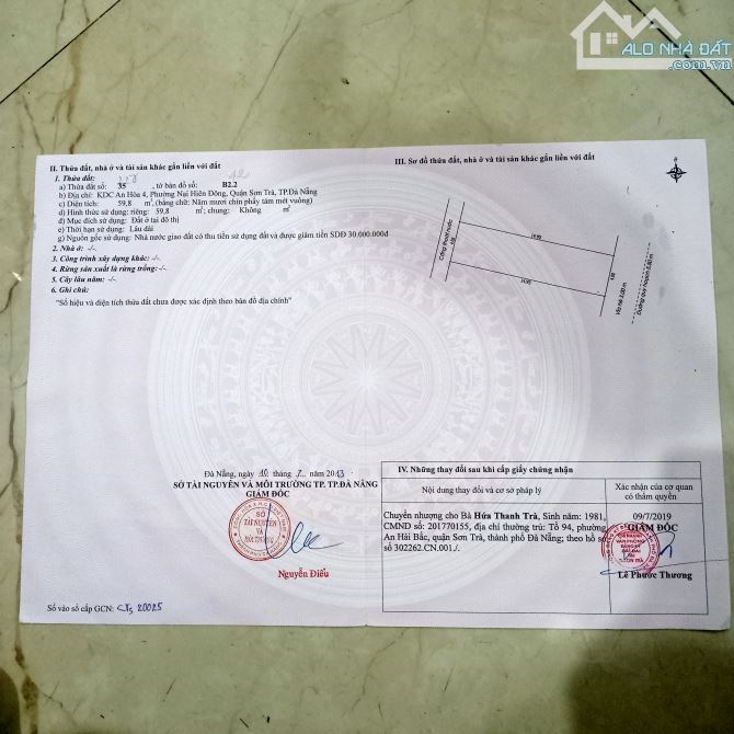 Bán lô đất 60 nại thịnh 7. Gần vân đồn. Dương Vân Nga.kinh doanh sơn trà TP ĐÀ NẴNG - 1