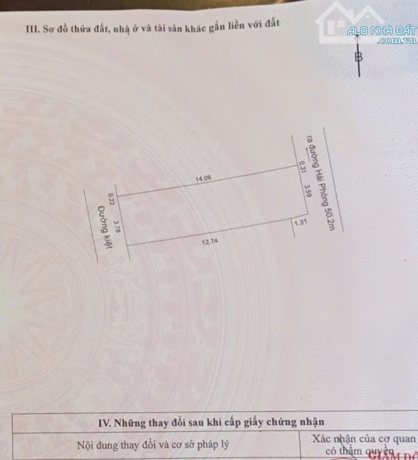 LÔ ĐẤT 2 MẶT KIỆT 56.2M2(4*14M)- ĐƯỜNG HẢI PHÒNG- THẠCH THANG- HẢI PHÒNG- CHỈ 3.15T.Ỷ. - 2
