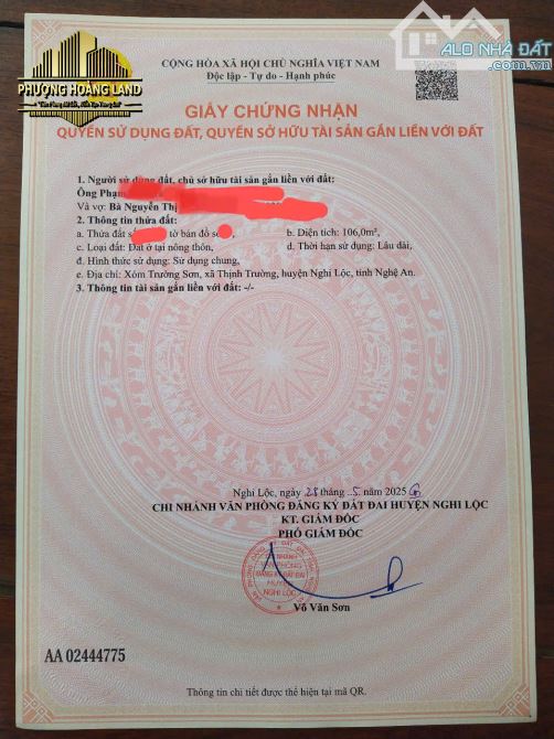 🌟BÁN LÔ ĐẤT ĐẸP XÓM TRƯỜNG SƠN – THỊNH TRƯỜNG – NGHI LỘC 106m2 Tây Nam đường 8m - 2