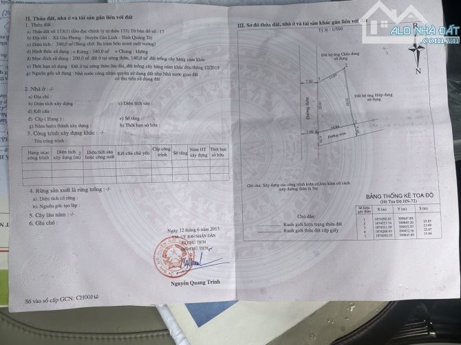 LÔ ĐẤT GÓC 2 MẶT TIỀN, PHONG BÌNH - GIO LINH