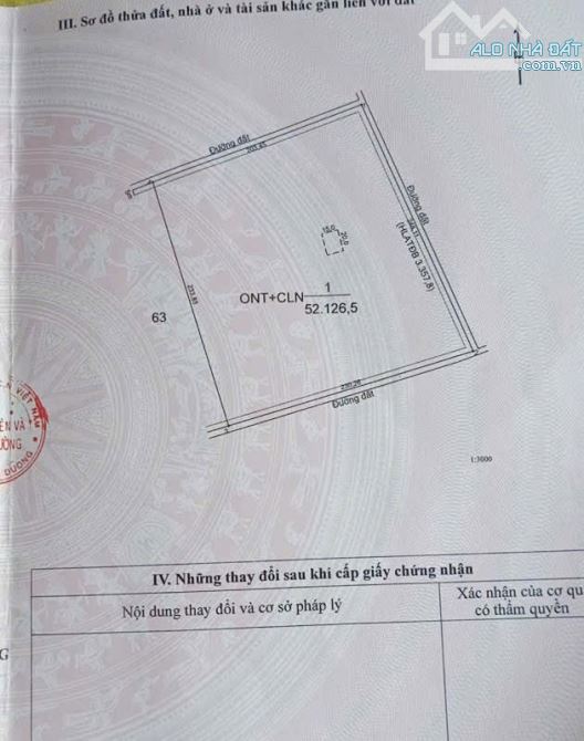 BÁN 5,2 MẪU ĐẤT 3MT, LONG HOÀ, DẦU TIẾNG, DT:194x265, SHR, GIÁ 21 TỶ