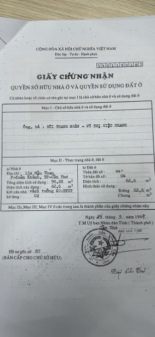 BÁN NHÀ MẶT TIỀN ĐƯỜNG MẬU THÂN, XUÂN KHÁNH, NINH KIỀU, TPCT - 1