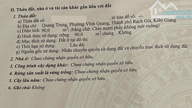 Đất thổ cư 4.5x20 hẻm 333 đường Quang Trung, P.Vĩnh Quang, TP.Rạch Giá - 3