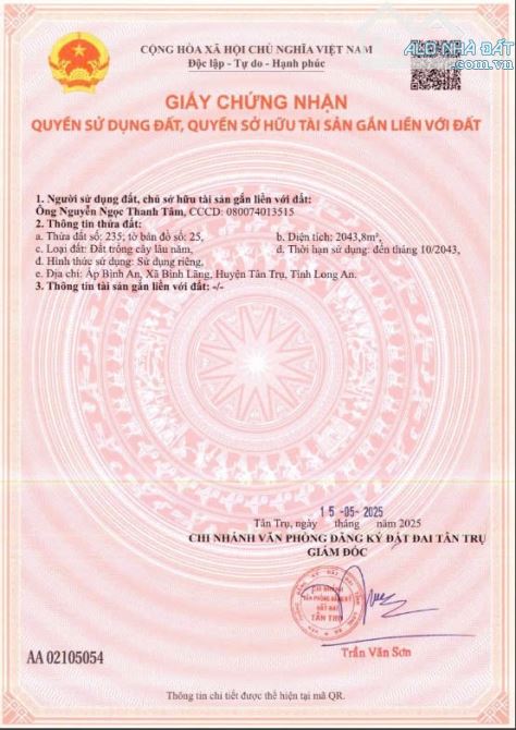 5×21 thổ Bình Lãng_Tân trụ 395 triệu Đường 5m ôtô nền cao đông nghẹt dân cư - 3