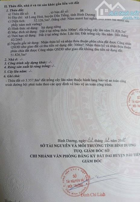 BÁN 5,2 MẪU ĐẤT 3MT, LONG HOÀ, DẦU TIẾNG, DT:194x265, SHR, GIÁ 21 TỶ - 3