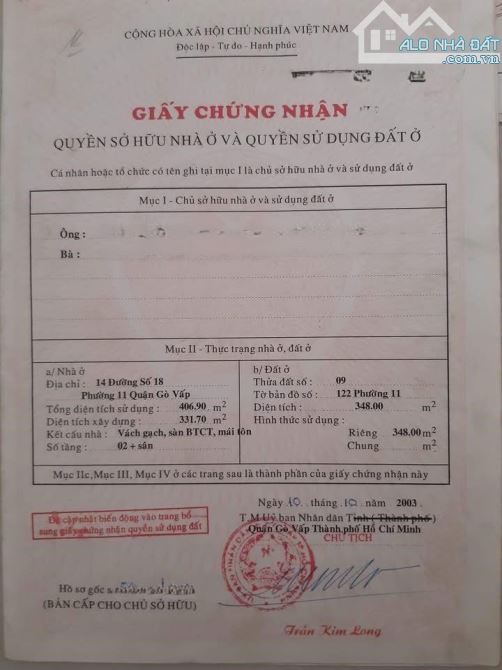 Bán Đất MT Đường Gò Vấp 350m2 Tiện Xây Tòa Nhà CHDV Cao Cấp