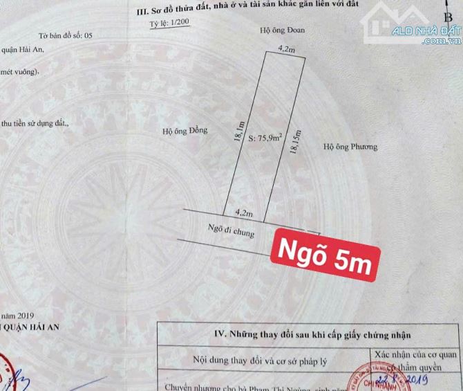 CẦN B.ÁN  2 LÔ MẶT NGÕ 175A ĐẰNG HẢI.Ngõ 5m.Cực đẹp