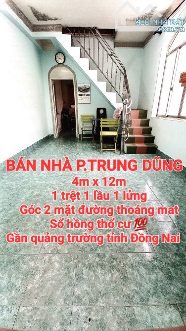BÁN NHÀ TRUNG DŨNG, 1TRỆT 1LẦU 1LỬNG, SỔ HỒNG THỔ CƯ, 2 MẶT ĐƯỜNG OTO