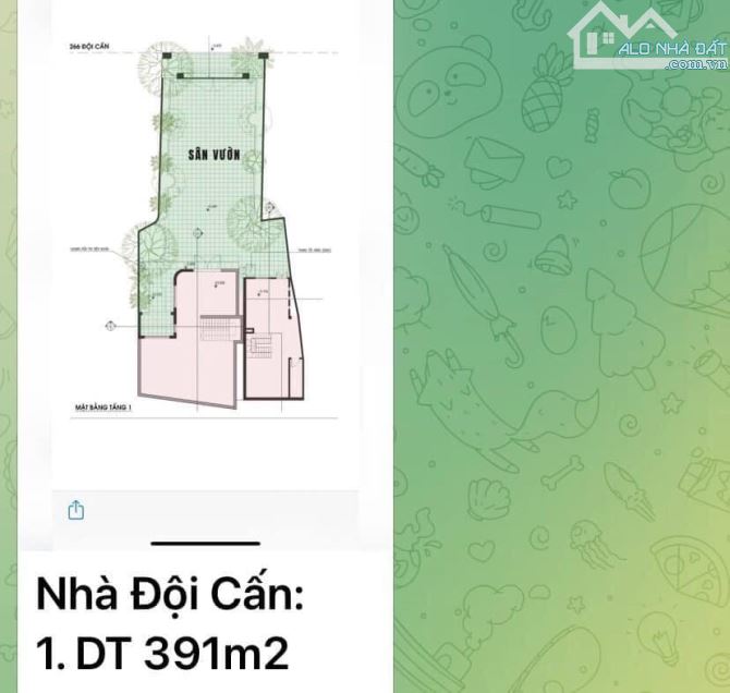 BÁN NHÀ 4 TẦNG PHỐ ĐỘI CẤN: DT 391M2. MẶT TIỀN 10M, NGÕ Ô TÔ, CÁCH PHỐ 15M. GIÁ 92 TỶ