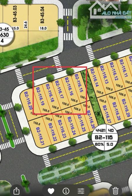 Bán 3 lô liền kề B2-116 khu đô thị FPT City, đường lớn 19m5, ngang 18m
