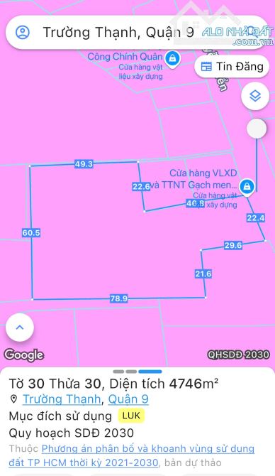 Bán nhà đất mặt tiền Nguyễn Xiển - Nguyễn Duy Trinh; DT 4.846m2; giá rẻ 49 triệu/m2