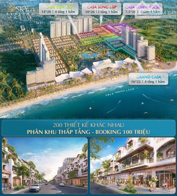 Villa ĐƠN LẬP SONG LẬP BLANCA CITY DT 130-300M2 MT BIỂN ĐƯỜNG 3/2 NHẬN BOOKING 100TR/CĂN