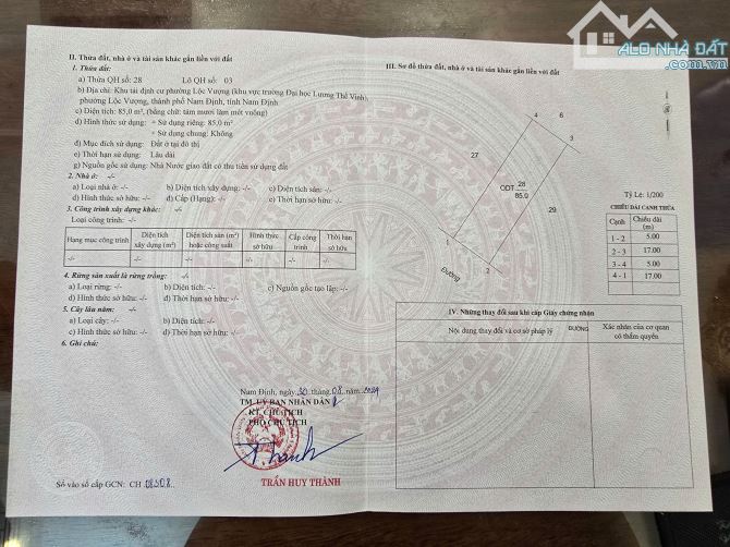 Bán đất TDC Lương Thế Vinh phường Lộc Vượng, trục thông với đường Trần Thái Tông, Nam Định