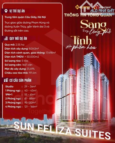 Nhận booking Chỉ 100tr Sun Feliza Suites Cầu Giấy- Quỹ Căn Ngoại giao studio- 4PN- giá tốt