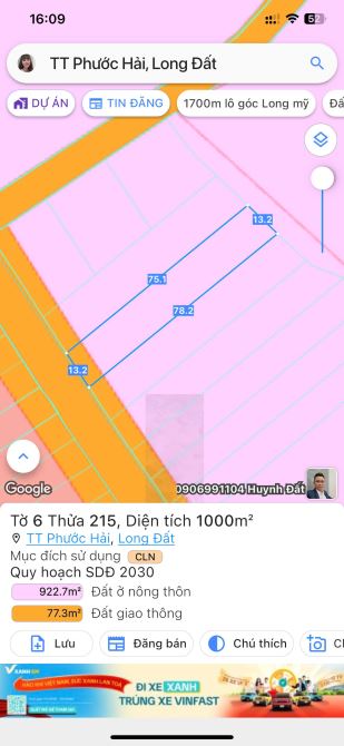 Bán đất ở Long Mỹ, 5,2 tỷ, 1000m2, mặt tiền đường Phước Hưng - Phước Hải - 3