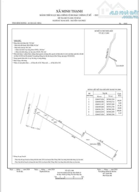 Ngộp bán gấp lô đất mặt tiền Dh722 giá 820 triệu ,Diện tích 710m2 - 3