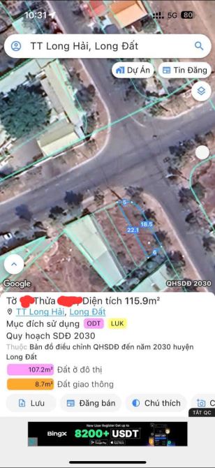 Bán gấp lô góc hai mặt tiền thị trấn biển Long Hải  116m đường 3/2 - 4