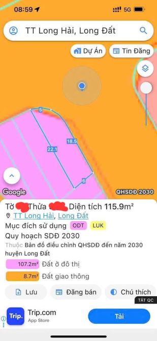 Bán gấp lô góc hai mặt tiền thị trấn biển Long Hải  116m đường 3/2 - 5